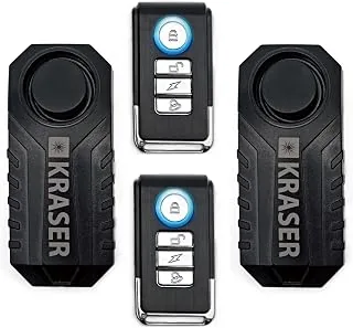KRASER KR726P2 Alarma Bicicleta, Pack de 2, Control Remoto, Sensor Mov