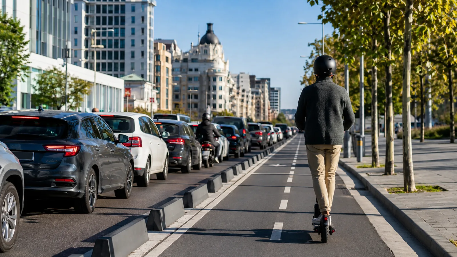 El patinete eléctrico frente al coche y la moto en la gran ciudad