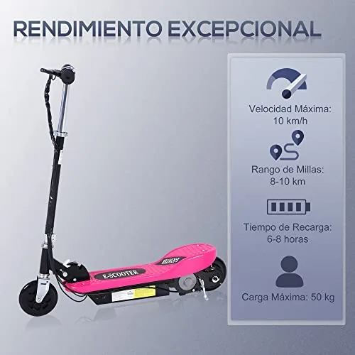 HOMCOM Patinete Eléctrico Plegable para Adolescentes 78x37x8