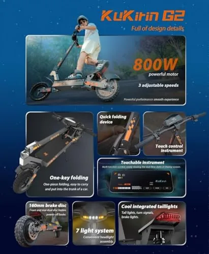 Kukirin G2 Patinete eléctrico Plegable, batería de 48 V 15 A