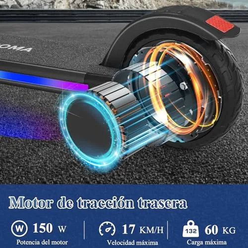 Caroma Patinete E para niños de 6 a 14 años, Motor de 150 W/