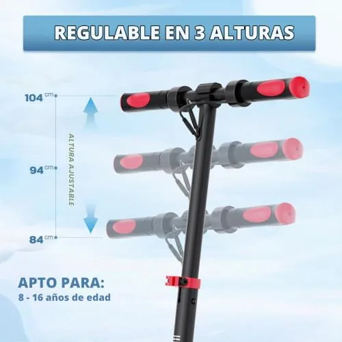 RCB Patinete Eléctrico Niños para 8-12-16 años, Solo 7.55KG 