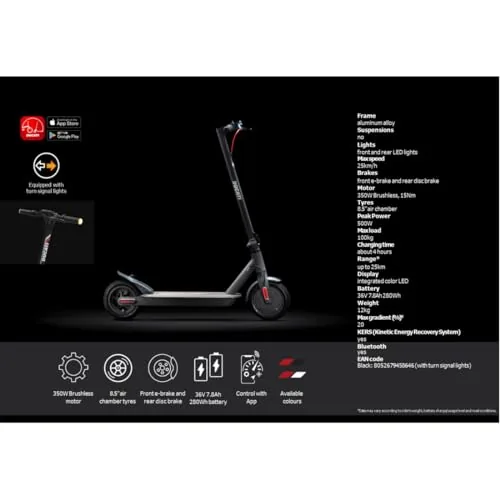 Ducati E-Scooter Pro-I Evo Black, motor 350 W, peso 12 kg, f