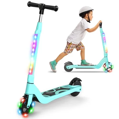 SISIGAD - Patinete eléctrico Infantil de 6 a 8 – 10 – 12 años con luz LED Colori
