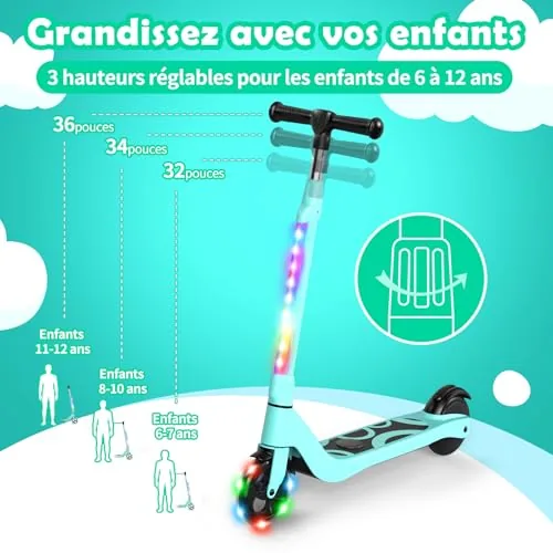 SISIGAD - Patinete eléctrico Infantil de 6 a 8 – 10 – 12 año