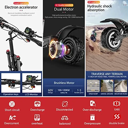 HWWH Patinete Electrico Adulto Potente Plegable Scooter Eléc