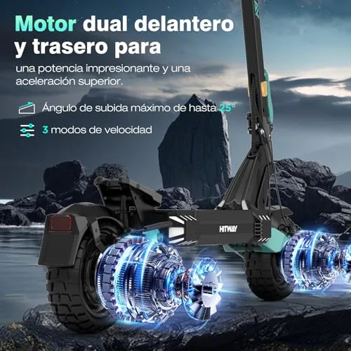 HITWAY H11 Patinete Eléctrico Adultos Doble Motor 2×1600W, M