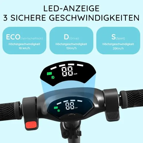 Patinete eléctrico para niños, pantalla LED, plegable y de a