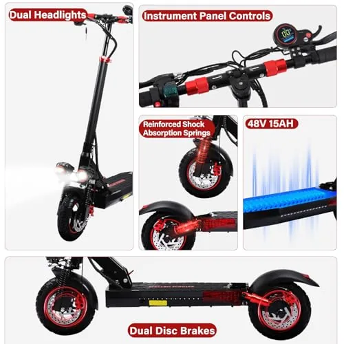 Patinete Eléctrico Adultos, Batería 48V 18Ah, Autonomía 50-5