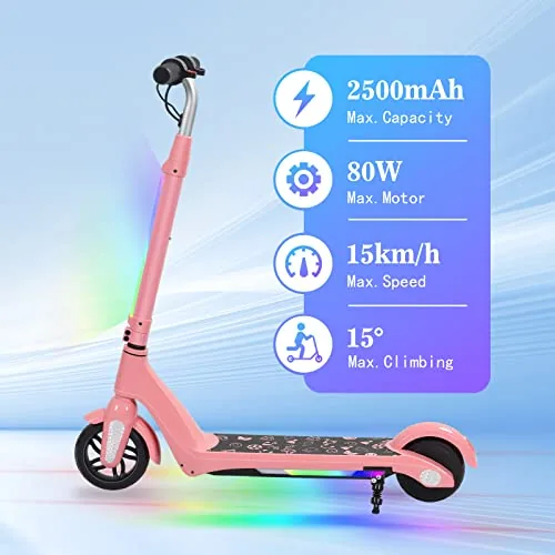 Patinete eléctrico para niños, dos modos de velocidad, tres 