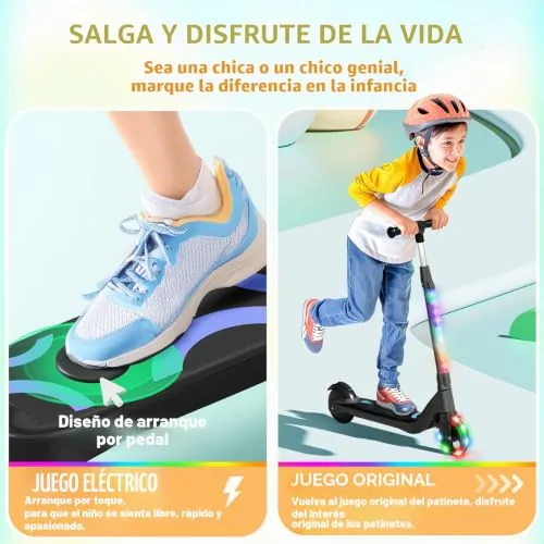 SISIGAD - Patinete eléctrico Infantil de 6 a 8 a 10 años, el