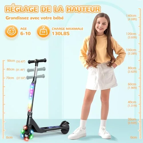SISIGAD - Patinete eléctrico Infantil de 6 a 8 a 10 años, el