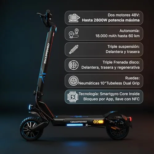 smartGyro Crossover Dual MAX LR - Patinete Eléctrico con 2 M