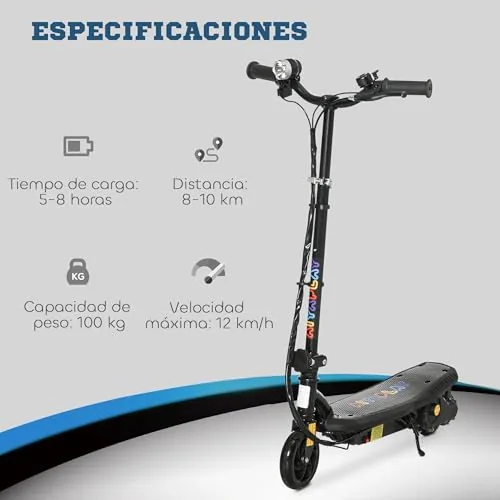 HOMCOM Patinete Eléctrico para Niños de 7-14 Años Plegable F