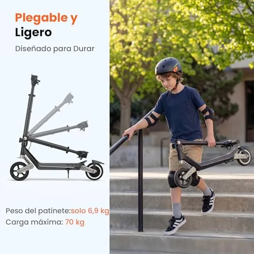 isinwheel Patinete Electrico Niño K6,6-12 Años,Ruedas Maciza
