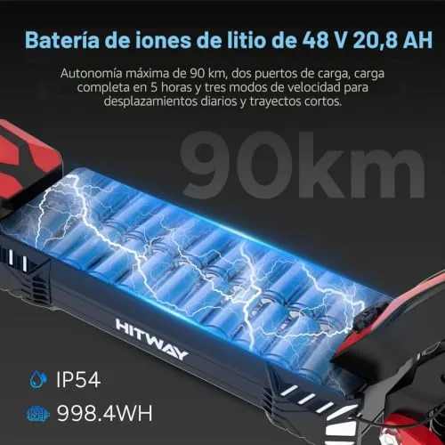 HITWAY H10 Patinete Eléctrico Adultos,Motor 1600W,90KM/110KM
