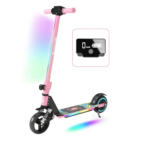 Patinete Eléctrico para Niños, Plegable 6-12 Años, Patinete Infantil con Pantalla LED, Alc