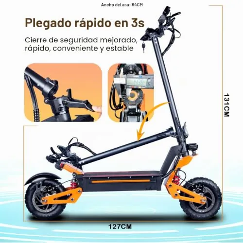 Patinete Electrico Adultos Todoterreno Scooter Eléctrico Ráp
