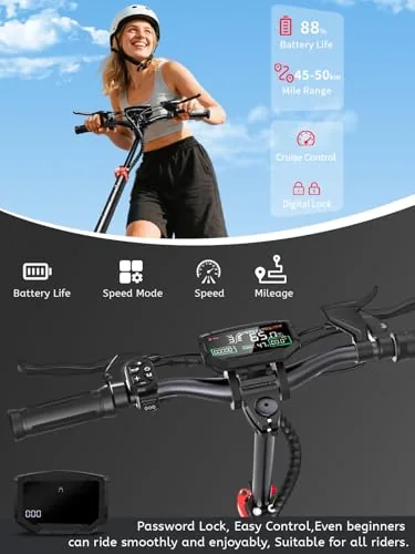 1600W Patinete Eléctrico Adultos Plegable Autonom 45-55KM,48