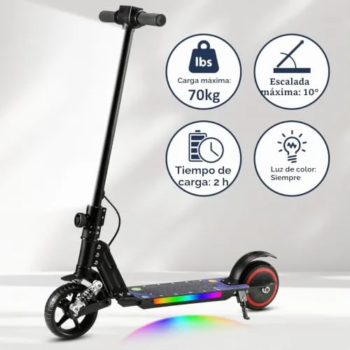 Patinete Eléctrico Niños 6-12 Años Plegable Altura Ajustable