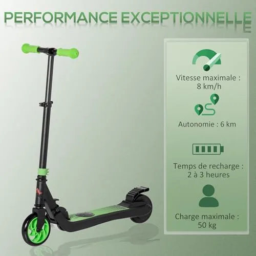 HOMCOM E-Scooter 120W Motor para Edad 6+ Autonomía 6 km Verd