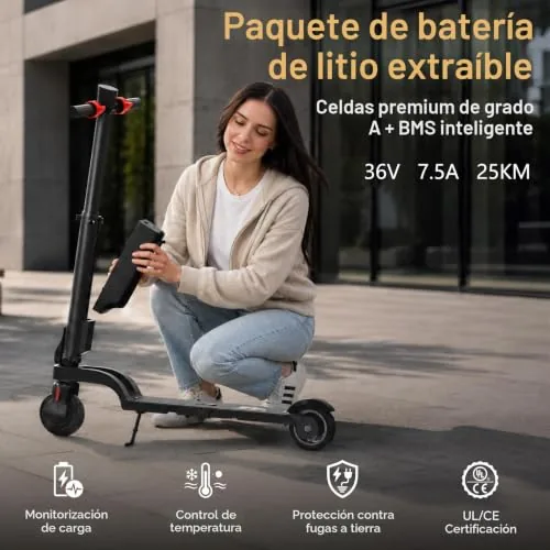 HX X6/X8 Patinete Eléctrico Adulto, Batería Extraíble, Motor