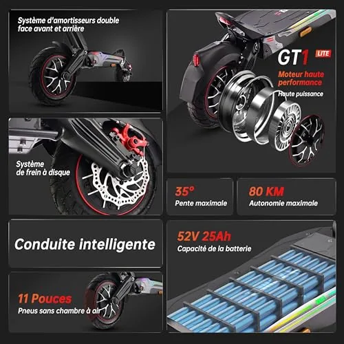 Patinete Eléctrico para Adultos, Neumáticos Tubeless Todo Te