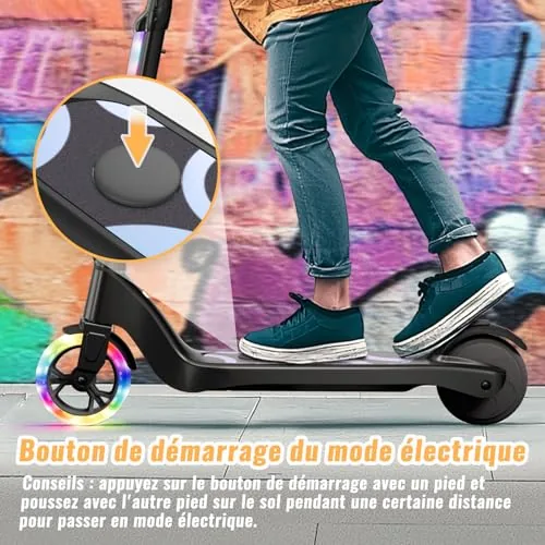TST - Patinete eléctrico para niños de 6 a 8 a 10 años con l