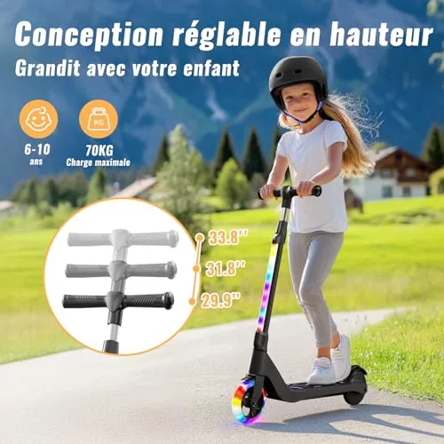 TST - Patinete eléctrico para niños de 6 a 8 a 10 años con l