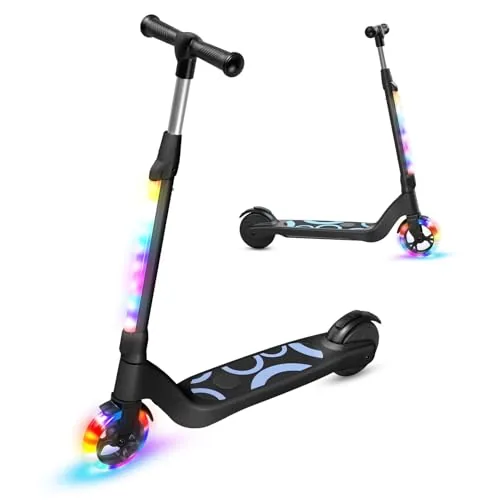 TST Patinete Eléctrico para Niños de 6 a 10 años, con Luces LED, Patinetes Niño con 3 Nive