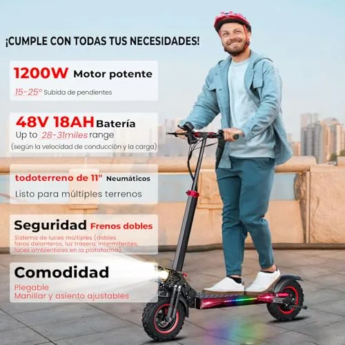 1600W Patinete Eléctrico Adultos Autonomía 45-55KM, 48V/18Ah