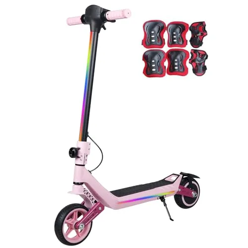 Patinete eléctrico Plegable para niños de 6 a 14 años, Patinete eléctrico Plegable y 3 Luc