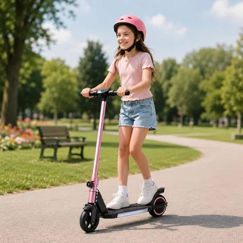 ORYXEARTH - Patinete eléctrico infantil de 6 a 16 años, plegable, doble freno, velocidad m