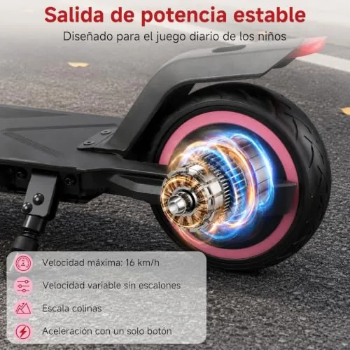 ORYXEARTH - Patinete eléctrico infantil de 6 a 16 años, pleg