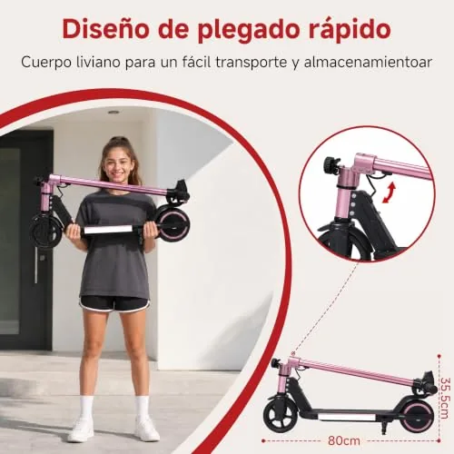 ORYXEARTH - Patinete eléctrico infantil de 6 a 16 años, pleg