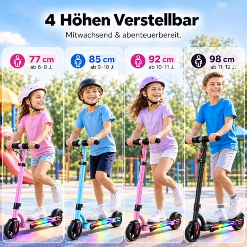 Caroma Patinete eléctrico Infantil de 150 W, Altura Ajustabl
