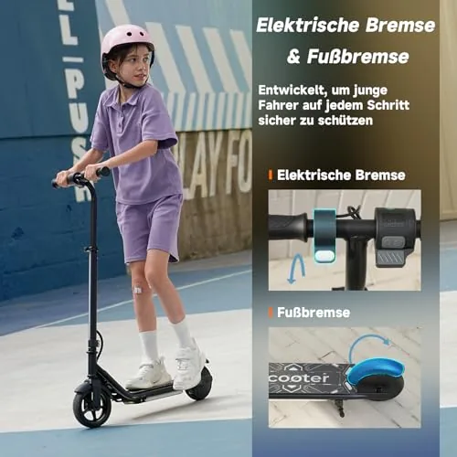 iScooter Scooter eléctrico para niños de 6 a 12 años, motor 