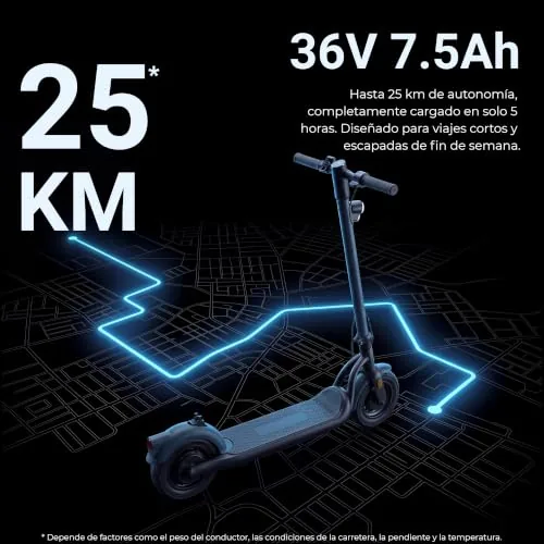 N5 Patinete Eléctrico con Tracción Trasera Neumático 10" con