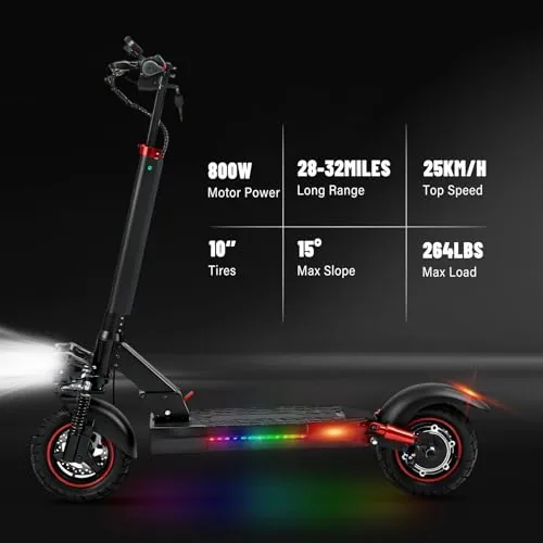 Patinete Eléctrico Adultos 10" Off Road, Plegable con Baterí