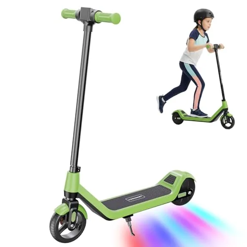Patinete eléctrico Azul/Verde para niños de 6 a 12 años, 3 velocidades (6/10/16 km/h), Fre
