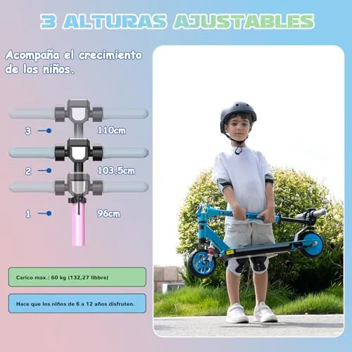 R12 MAX Patinete Eléctrico Niño 6-12 años, Scooter con Motor