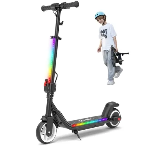 iScooter Patinete eléctrico para niños con música y luz para 8 – 14 años, 200 W, 3 Modos d