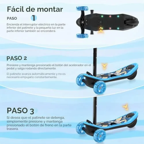 iScooter E-Scooter para niños de 3 a 8 años, 2 en 1 e-Step p