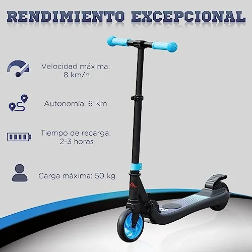 HOMCOM Patinete Eléctrico para Niños de +6 Años Scooter Eléc